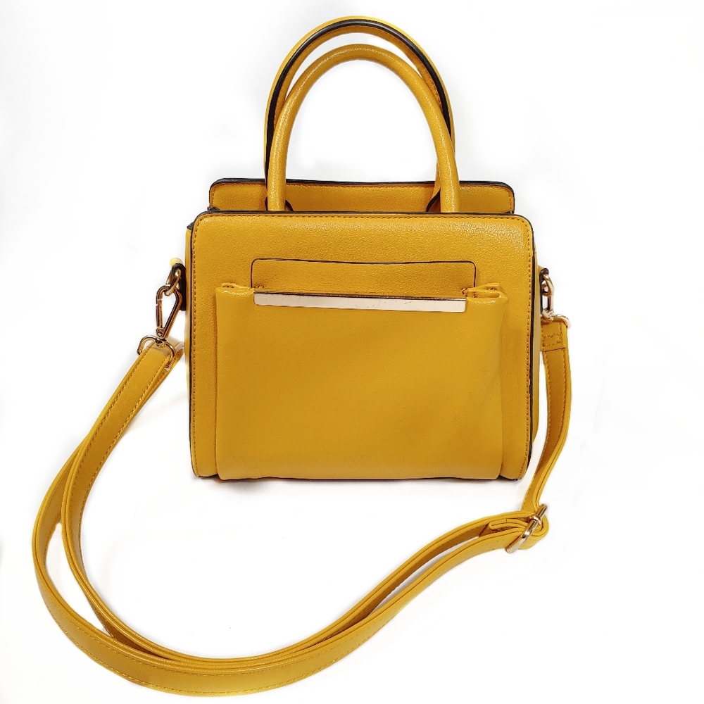 Mustard Yellow Faux Leather Removable Strap Bag